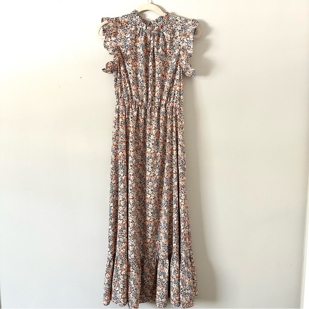 Floral Ruffle Sleeve Maxi Dress Cottagecore Romantic Boho S